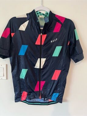 MAAP Men's Medium Navy Print Performance Cycling Jacket Full Zip Bike Biking